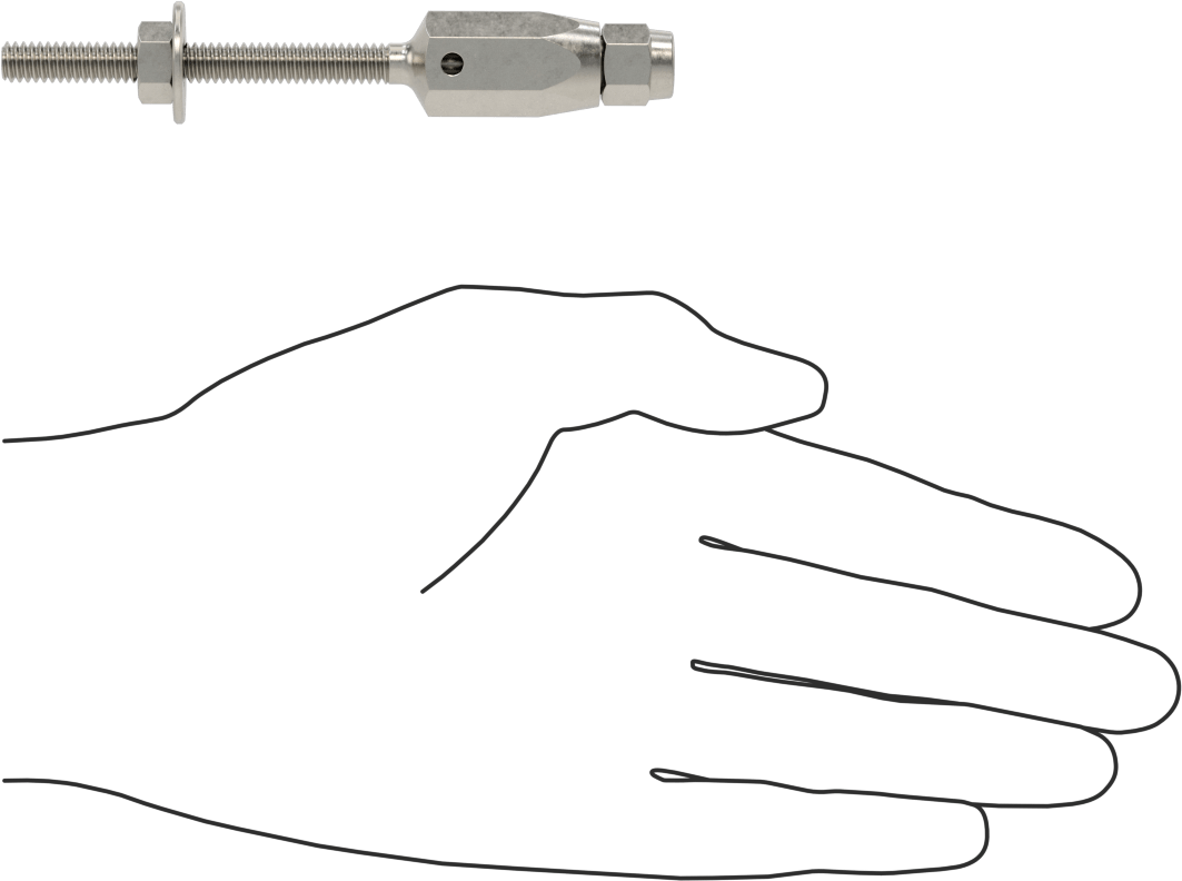 Plug-Lock Tel Halat Uç Bağlantı Elemanı - Kaldırma için, 316 Paslanmaz Çelik, Saplama Ucu, 1/8" halat çapı için, 1/4"-20 Diş Boyutu