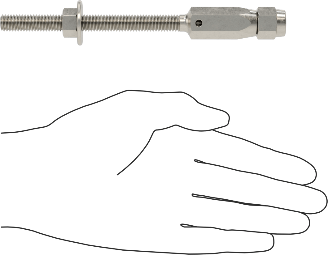 Plug-Lock Tel Halat Uç Bağlantı Elemanı - Kaldırma için, 316 Paslanmaz Çelik, Saplama Ucu, 3/16" Halat Çapı için, 3/8"-16 Diş Boyutu