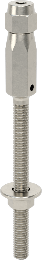 Plug-Lock Tel Halat Uç Bağlantı Elemanı - Kaldırma için, 316 Paslanmaz Çelik, Saplama Ucu, 3/16" Halat Çapı için, 3/8"-16 Diş Boyutu
