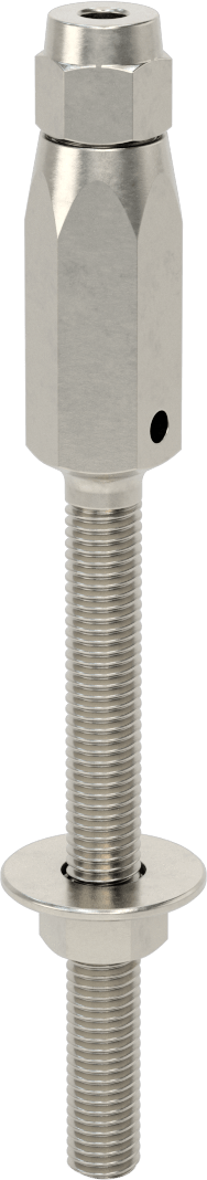 Plug-Lock Tel Halat Uç Bağlantı Elemanı - Kaldırma için, 316 Paslanmaz Çelik, Saplama Ucu, 1/4" Halat Çapı için, 1/2"-13 Diş Boyutu