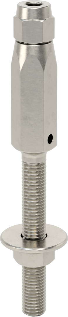Plug-Lock Tel Halat Uç Bağlantı Elemanı - Kaldırma için, 316 Paslanmaz Çelik, Saplama Ucu, 3/8" Halat Çapı için, 5/8"-11 Diş Boyutu