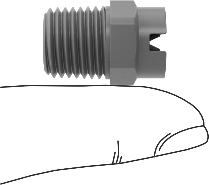 PVDF Plastik Düz Püskürtme Nozulu, 1/4 NPT Erkek, 20 PSI'da 2,1 gpm, 90 Derece Püskürtme Açısı