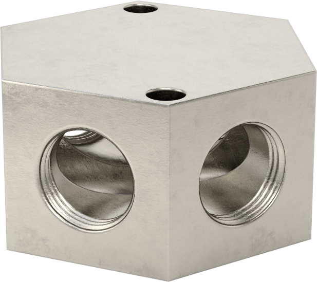Düşük Profilli Altıgen Manifold, 316 Paslanmaz Çelik, 1 NPT Giriş x 3/4 NPT Çıkış