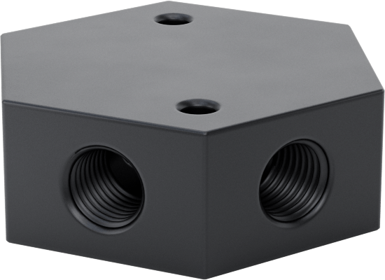 Düşük Profilli Altıgen Manifold, Alüminyum, 9-1/16“-18 UN/UNF Giriş x 7/16”-20 Çıkış