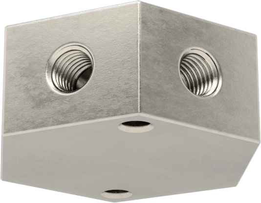 Düşük Profilli Altıgen Manifold, 316 Paslanmaz Çelik, 7/16“-20 UN/UNF Giriş x 5/16”-18 Çıkış