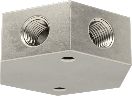 Düşük Profilli Altıgen Manifold, 316 Paslanmaz Çelik, 9/16“-18 UN/UNF Giriş x 7/16”-20 Çıkış