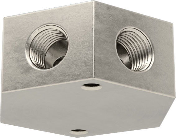 Düşük Profilli Altıgen Manifold, 316 Paslanmaz Çelik, 3/4“-16 UN/UNF Giriş x 9/16”-18 Çıkış