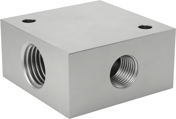 Üç Çıkışlı Düşük Profilli Kare Manifold, 316 Paslanmaz Çelik, 1/4 NPT Giriş x 1/8 NPT Çıkış