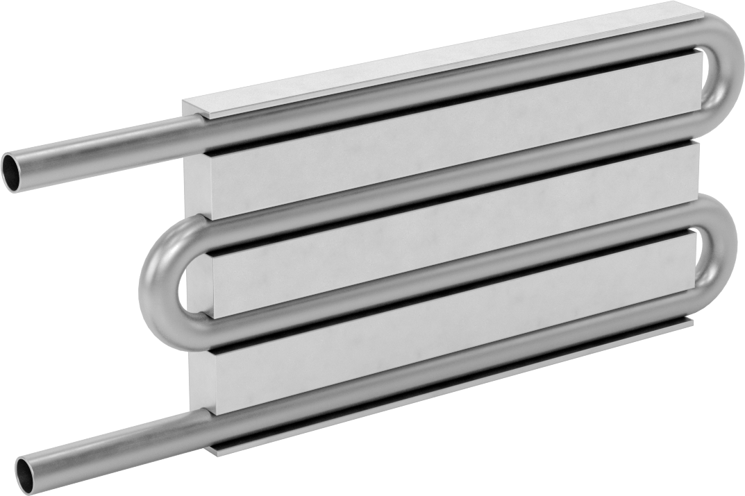 Soğuk Plaka, Bakır Borular ile, 4 Geçiş, 6“ Uzunluk x 3-1/2” Genişlik