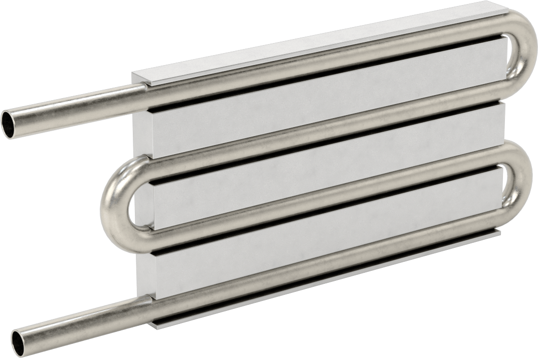 Soğuk Plaka, 316 Paslanmaz Çelik Borular ile, 4 Geçiş, 6“ Uzunluk x 3-1/2” Genişlik