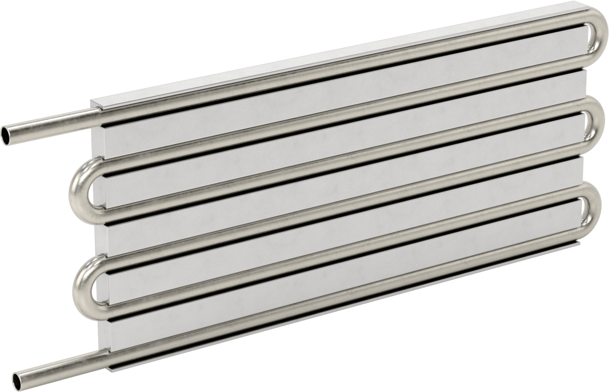 Soğuk Plaka, 316 Paslanmaz Çelik Borular ile, 6 Geçişli, 12“ Uzunluk x 5-1/2” Genişlik