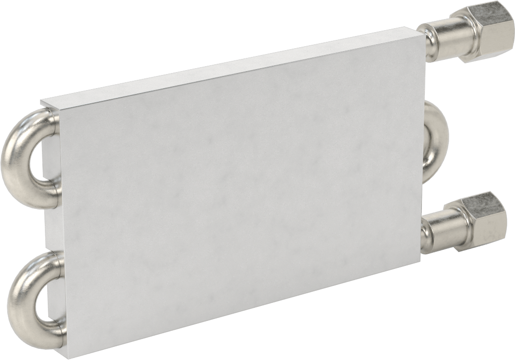 Soğuk Plaka, 316 Paslanmaz Çelik Borular ve Bağlantı Parçaları ile, 4 Geçiş, 6“ Uzunluk x 3-1/2” Genişlik
