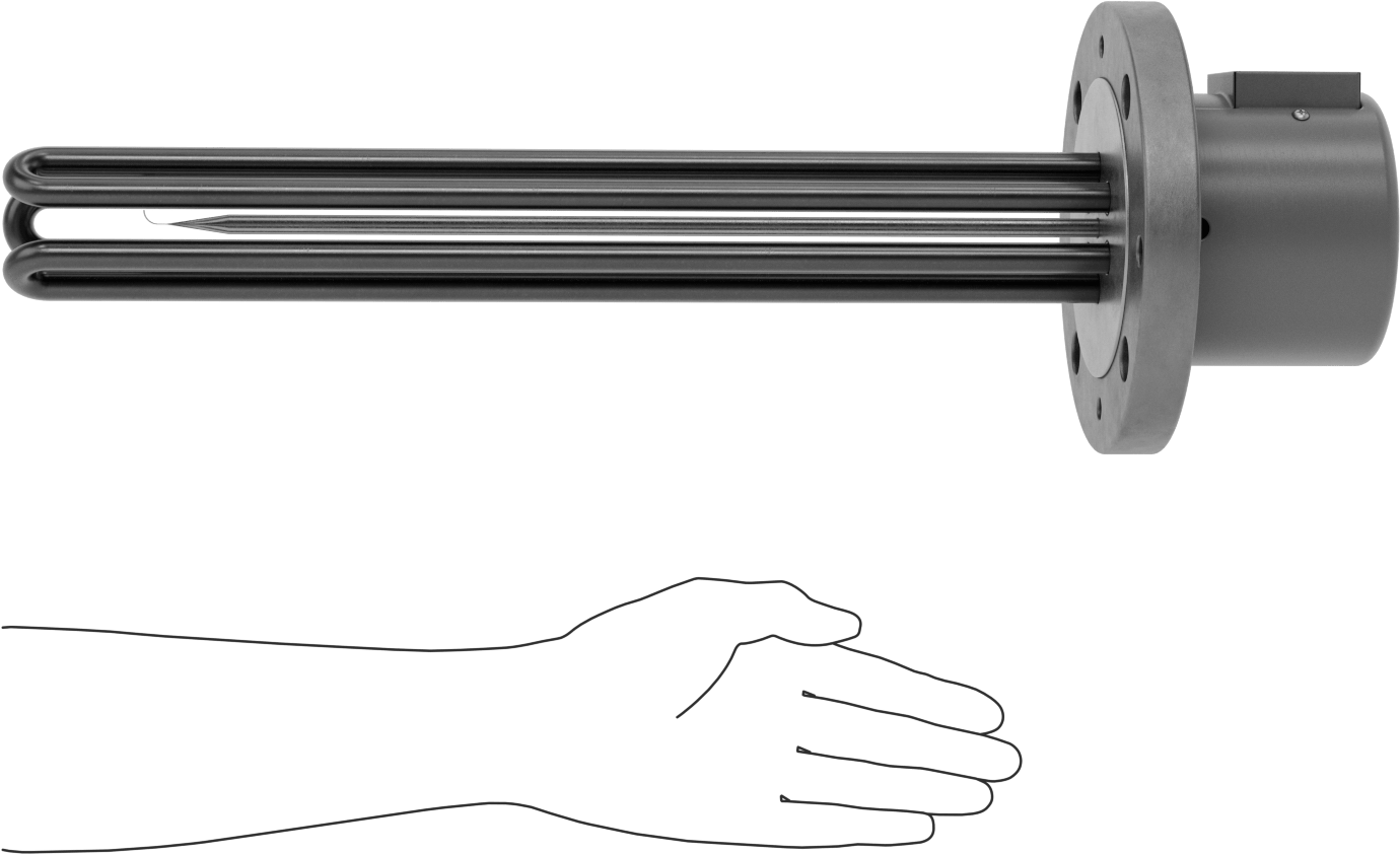 Su için Flanş Montajlı Daldırma Isıtıcı, 18-1/16" Uzunlukta Incoloy Isıtma Elemanı, 480V AC, 6000W