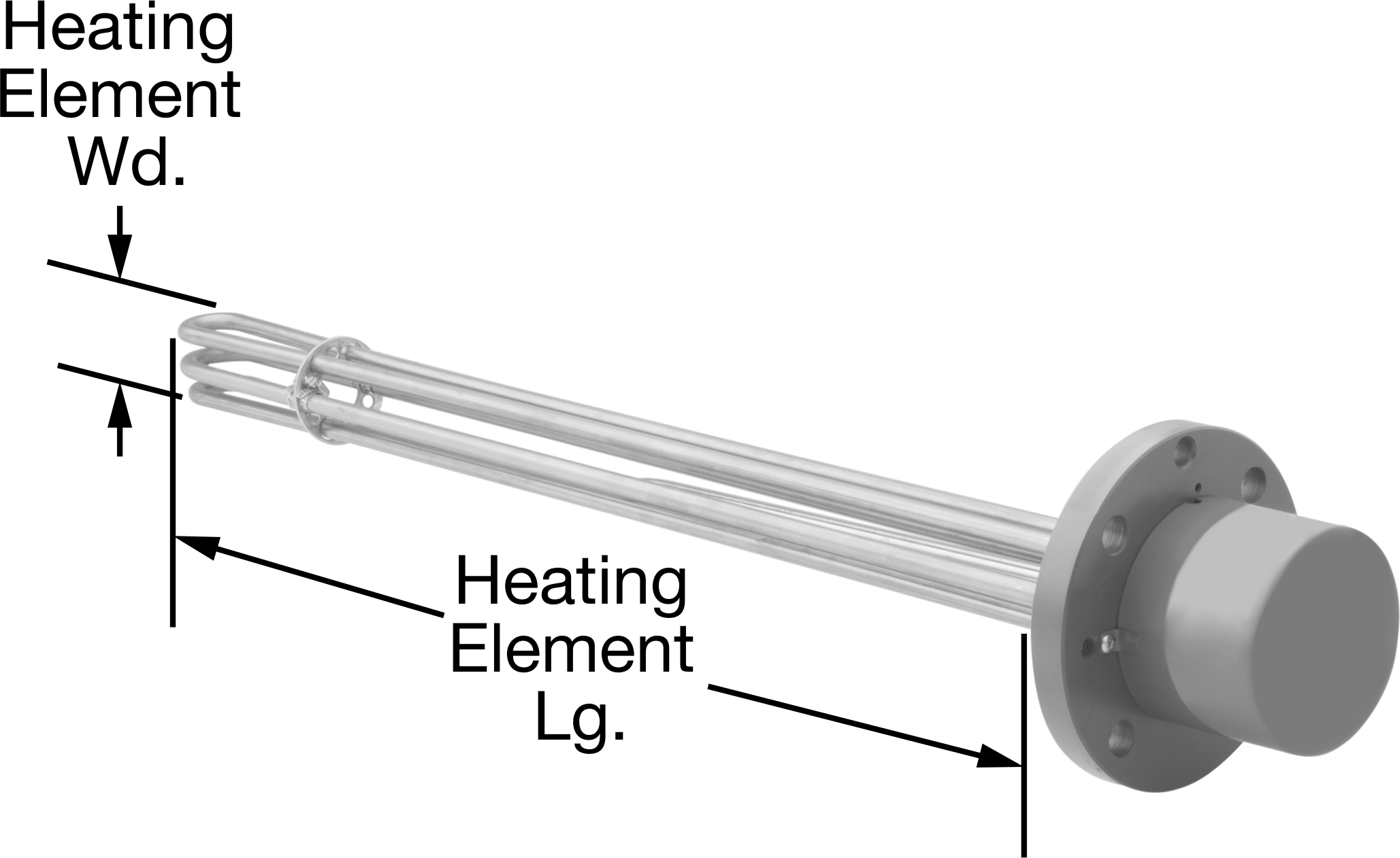 Su için Flanş Montajlı Daldırma Isıtıcı, 33-1/16" Uzunlukta Incoloy Isıtma Elemanı, 480V AC, 12000W