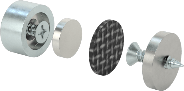 Kapalı Neodim Mıknatıs, Dişli Saplamalı, 1/4" Kalınlık, 1/2" OD