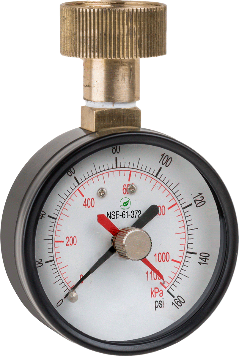 İçme Suyu Basınç Göstergesi, Çelik, 3/4 GHT Dişi, Üst Bağlantı, 2-1/2" Kadran, 0-160 PSI
