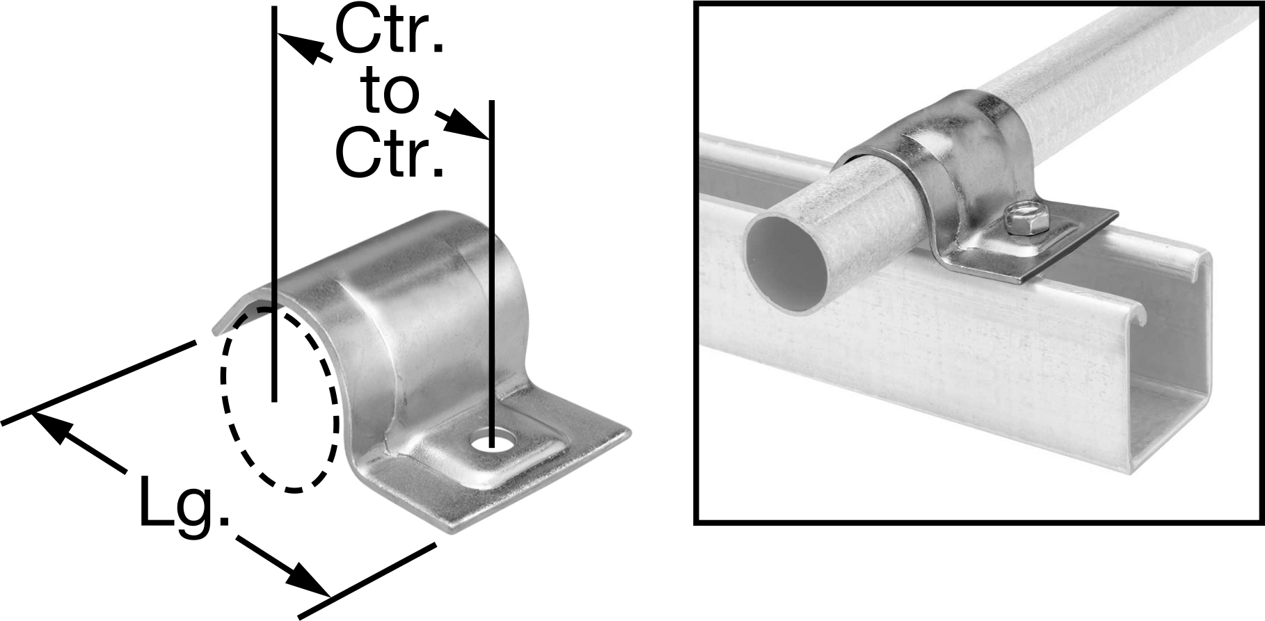 Düşük Profilli Dikme Montajlı Metal Yönlendirme Kelepçesi, 1/4" ID