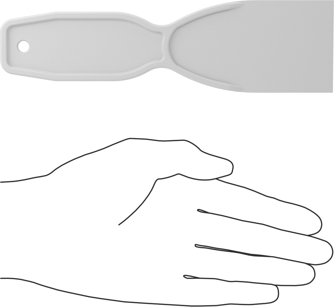 Çizilmez Tek Kullanımlık Plastik Macun Bıçağı, Düz Kenar, 2" Bıçak Genişliği, 3,5 inç Bıçak Uzunluğu, Beyaz