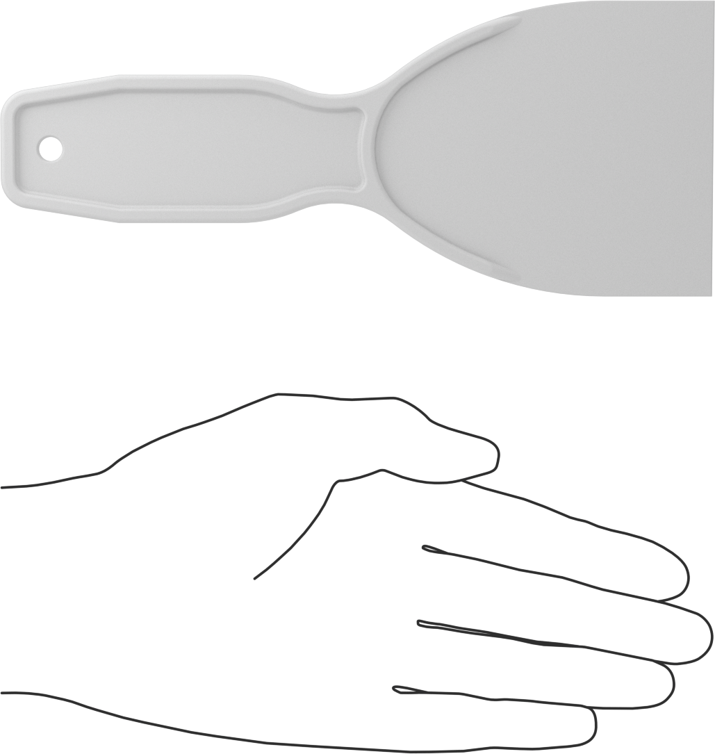Çizilmez Tek Kullanımlık Plastik Macun Bıçağı, Düz Kenar, 3" Bıçak Genişliği, 3,5 inç Bıçak Uzunluğu, Beyaz