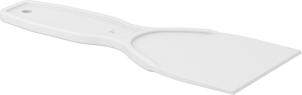 Çizilmez Tek Kullanımlık Plastik Macun Bıçağı, Düz Kenar, 3" Bıçak Genişliği, 3,5 inç Bıçak Uzunluğu, Beyaz