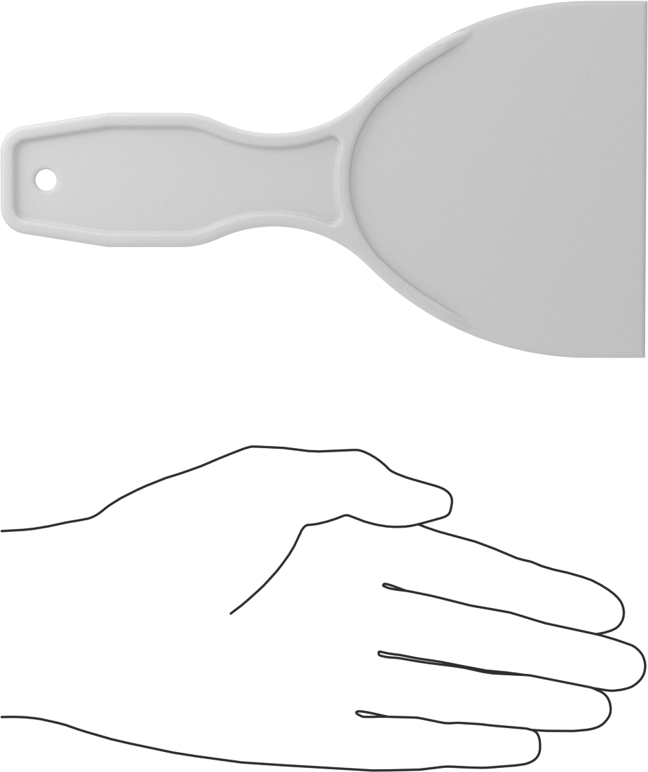 Çizilmez Tek Kullanımlık Plastik Macun Bıçağı, Düz Kenar, 4" Bıçak Genişliği, 3,5 inç Bıçak Uzunluğu, Beyaz