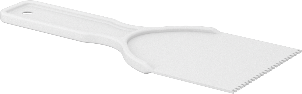 Çizilmez Tek Kullanımlık Plastik Macun Bıçağı, Kare Dişli Tırtıklı, 3" Bıçak Genişliği, 3,650" Bıçak Uzunluğu