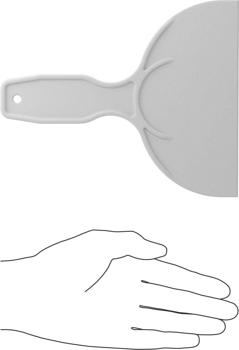 Çizilmez Tek Kullanımlık Plastik Macun Bıçağı, Düz Kenar, 6" Bıçak Genişliği, 3,5 inç Bıçak Uzunluğu, Beyaz