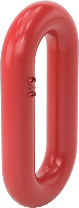 Dikdörtgen Zincir Halkası - Kaldırma Amaçlı Değildir, Kırmızı Boyalı Çelik, 3/8" Kalınlık