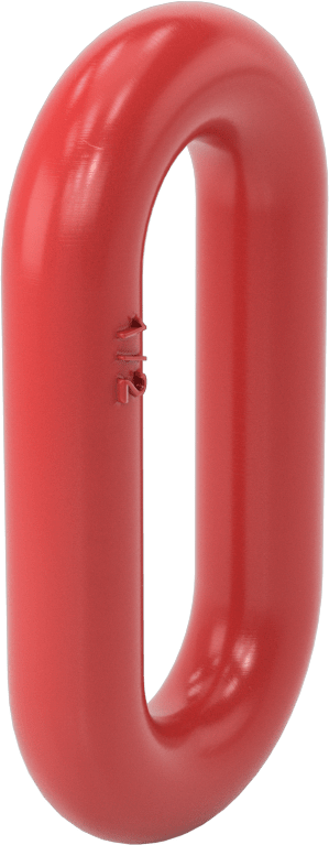 Dikdörtgen Zincir Halkası - Kaldırma Amaçlı Değildir, Kırmızı Boyalı Çelik, 1/2" Kalınlık