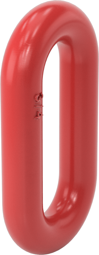 Dikdörtgen Zincir Halkası - Kaldırma Amaçlı Değildir, Kırmızı Boyalı Çelik, 3/4" Kalınlık