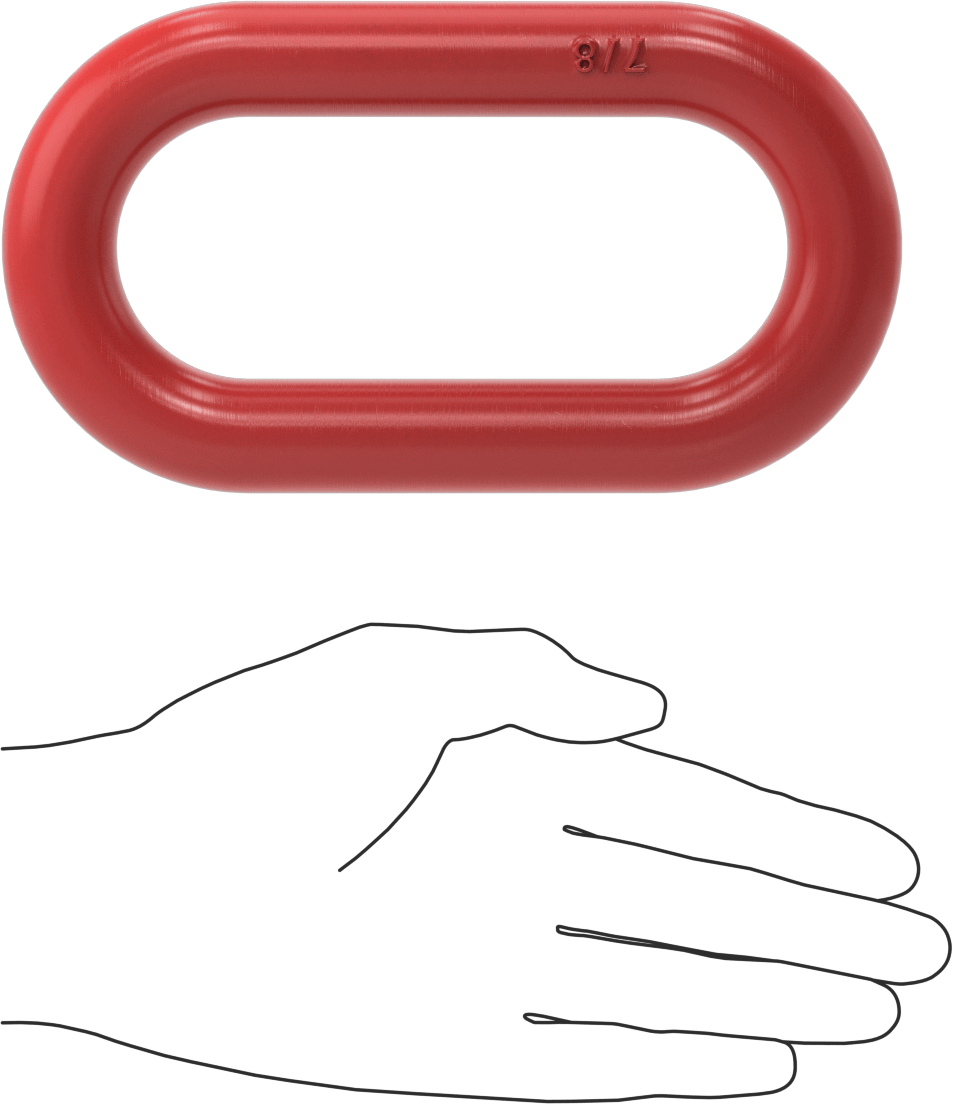 Dikdörtgen Zincir Halkası - Kaldırma Amaçlı Değildir, Kırmızı Boyalı Çelik, 7/8" Kalınlık