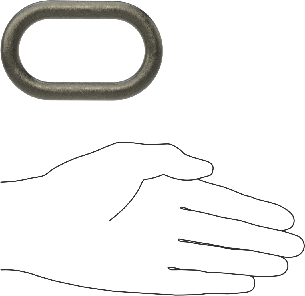 Alloy Steel Oblong Chain Ring - for Lifting, 7/16" Thick, Grade 80 Chain, 9/32 Trade Size (1 Chain)