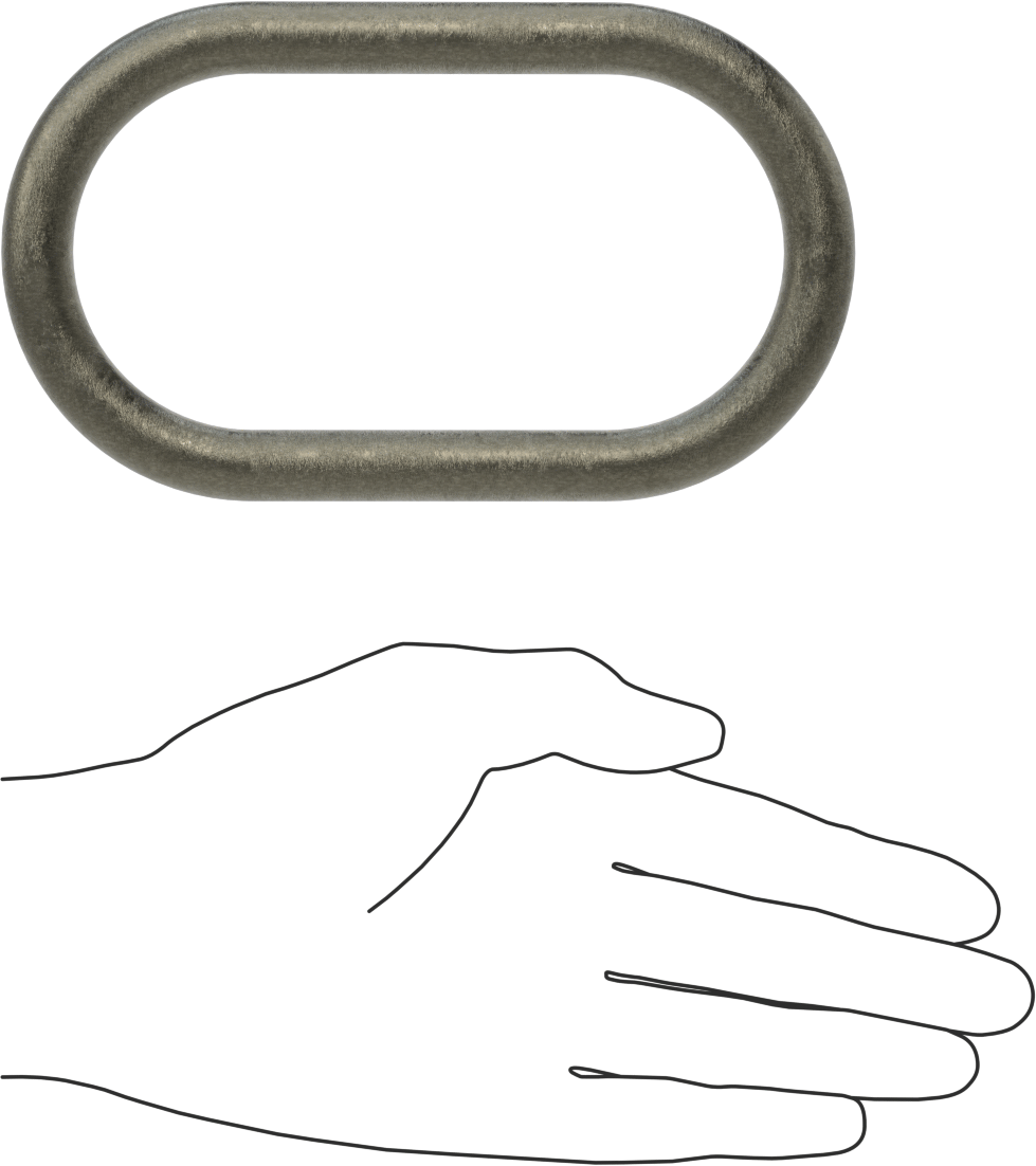 Alloy Steel Oblong Chain Ring - for Lifting, 1/2" Thick, for Grade 80 Chain, 9/32 Trade Size (1 Chain)