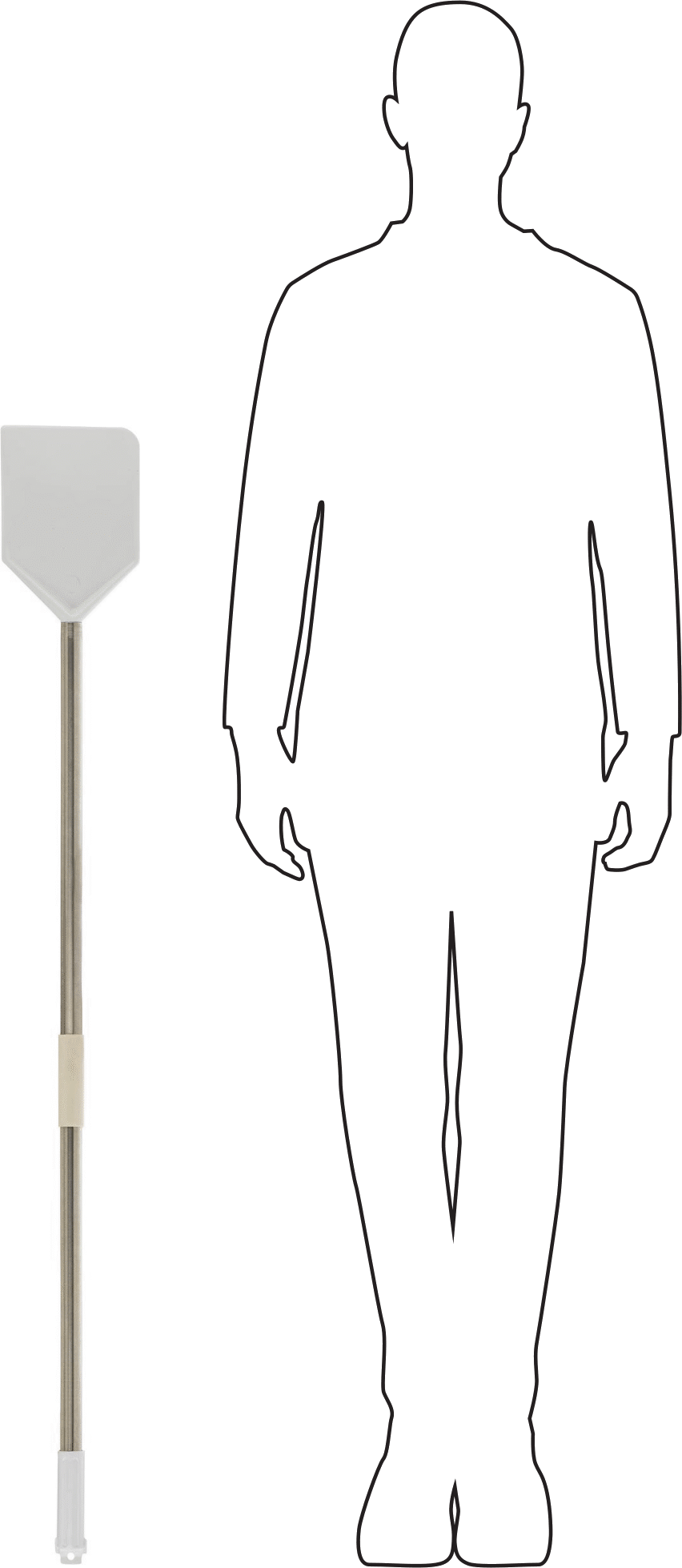 Düz Bıçaklı Plastik Spatula, Paslanmaz Çelik Saplı, 6-1/2“ Genişlik x 9” Uzunluk Bıçak, 48" Toplam Uzunluk