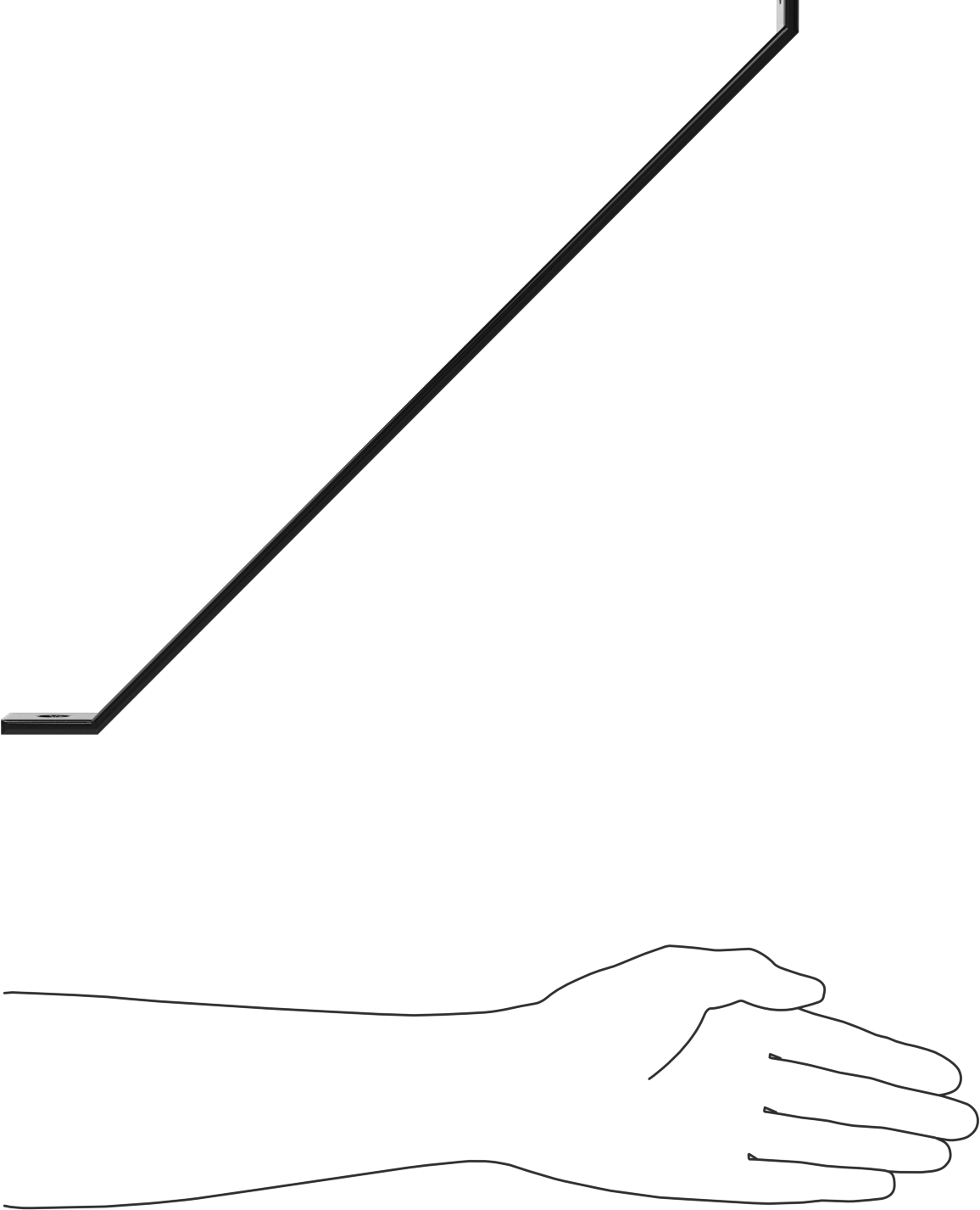 Strut Kanalı Destek, Siyah Toz Boyalı Çelik, 16-5/8“ Uzunluk x 1-5/8” Uzunluk
