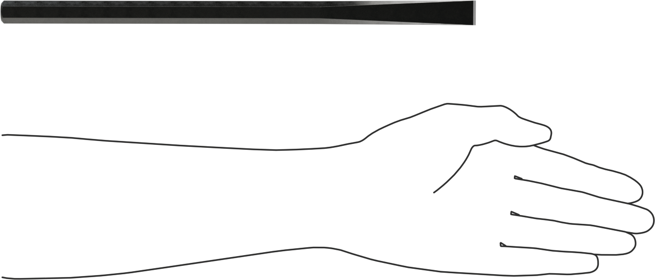 Metal için Pürüzsüz Saplı Keski, Standart Uçlu, 5/8" Bıçak Genişliği, 12 inç Toplam Uzunluk