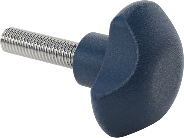 Metal Algılanabilir Dişli Saplı Düğme, Üç adet Kol Tutacağı, M8 Diş, 30 mm Saplama Uzunluğu