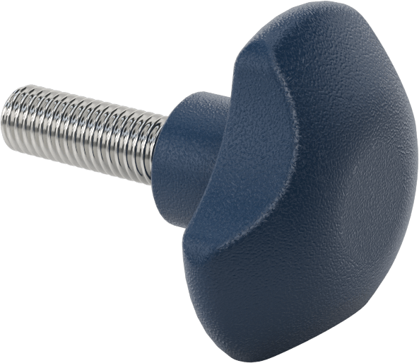 Metal Algılanabilir Dişli Saplı Düğme, Üç adet Kol Tutacağı, M10 Diş, 30 mm Saplama Uzunluğu