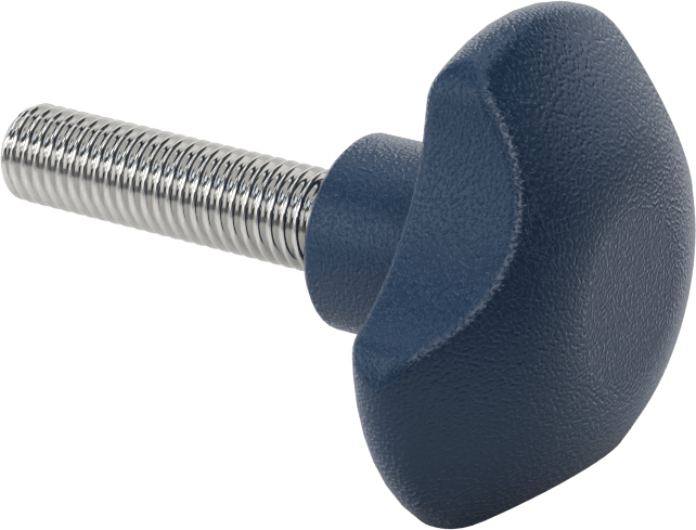 Metal Algılanabilir Dişli Saplı Düğme, Üç adet Kol Tutacağı, M10 Diş, 40 mm Saplama Uzunluğu