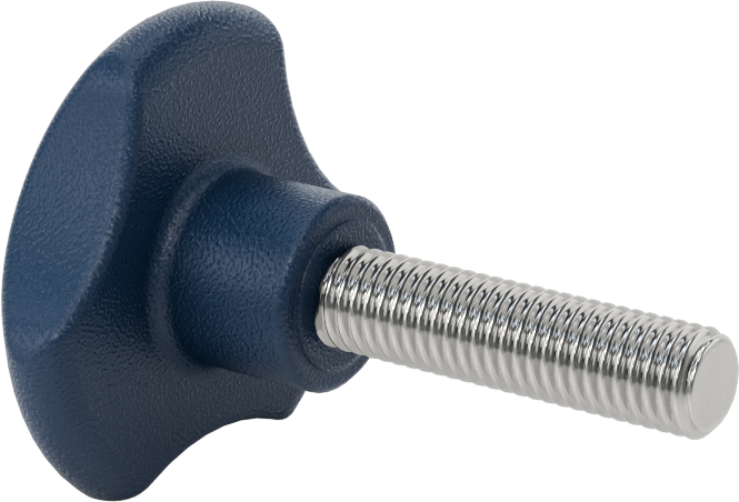 Metal Algılanabilir Dişli Saplı Düğme, Üç adet Kol Tutacağı, M10 Diş, 40 mm Saplama Uzunluğu