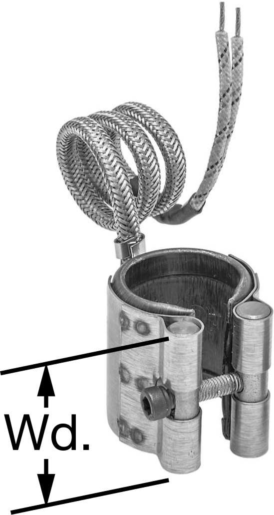 Sargılı Nozul Isıtıcı, Mineral Yalıtım, 120V AC, 1" Nozul Dış Çapı için, 1,5" Genişlik