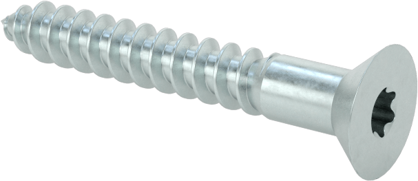 Çinko Kaplı Çelik Torx Düz Başlı Ahşap Vidaları, Numara 6 Vida Boyutu, 1" Uzunluk