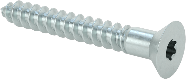 Çinko Kaplı Çelik Torx Düz Başlı Ahşap Vidaları, Numara 8 Vida Boyutu, 1-1/4" Uzunluk