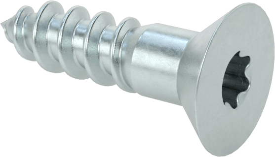 Çinko Kaplı Çelik Torx Düz Başlı Ahşap Vidaları, 10 Numaralı Vida Boyutu, 3/4" Uzunluk