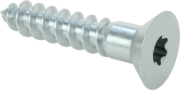 Çinko Kaplı Çelik Torx Düz Başlı Ahşap Vidaları, 10 Numaralı Vida Boyutu, 1" Uzunluk
