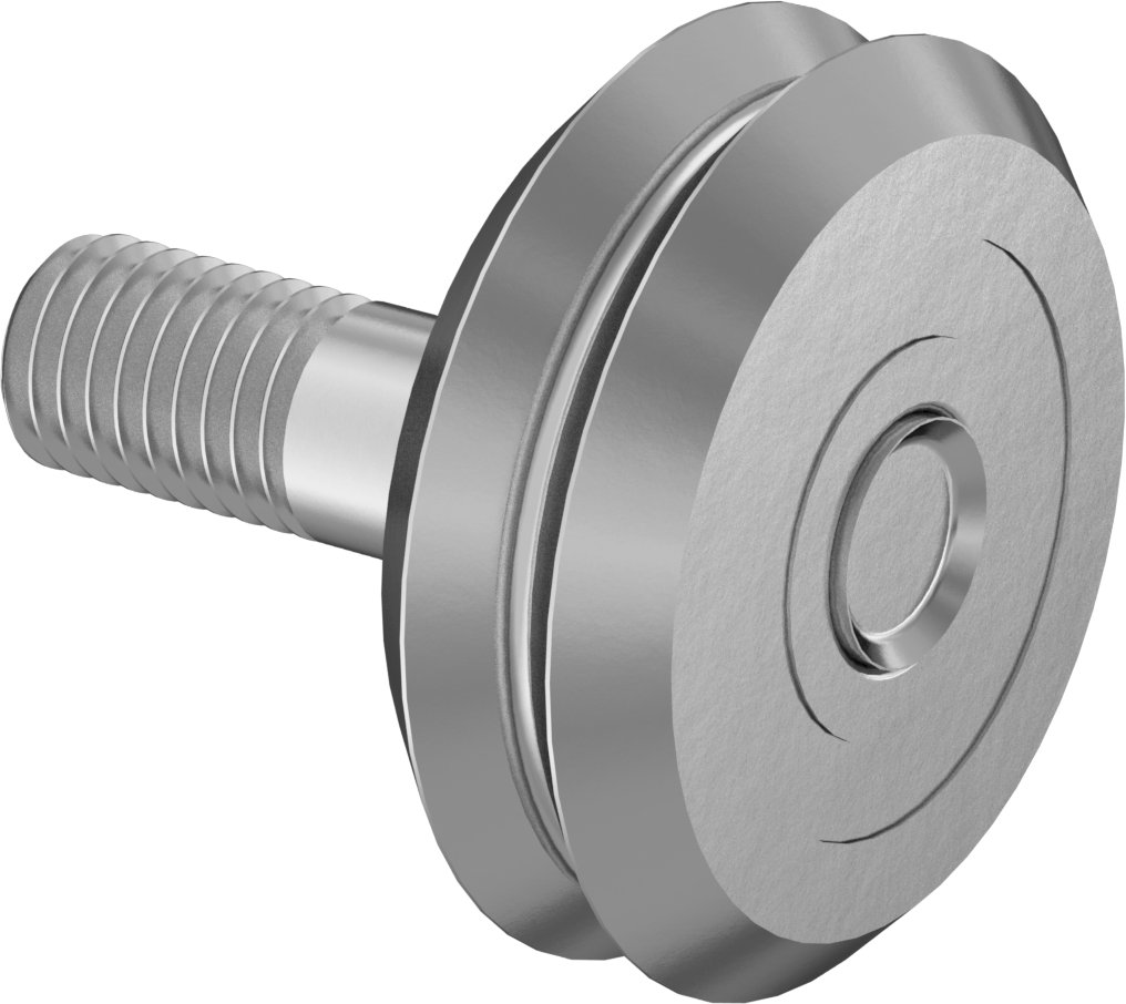 Sıhhi Dişli V-Oluklu Ray Makarası, Ayarlanabilir Omuzlu, 46 mm Çap x 16 mm Genişlikte Silindir