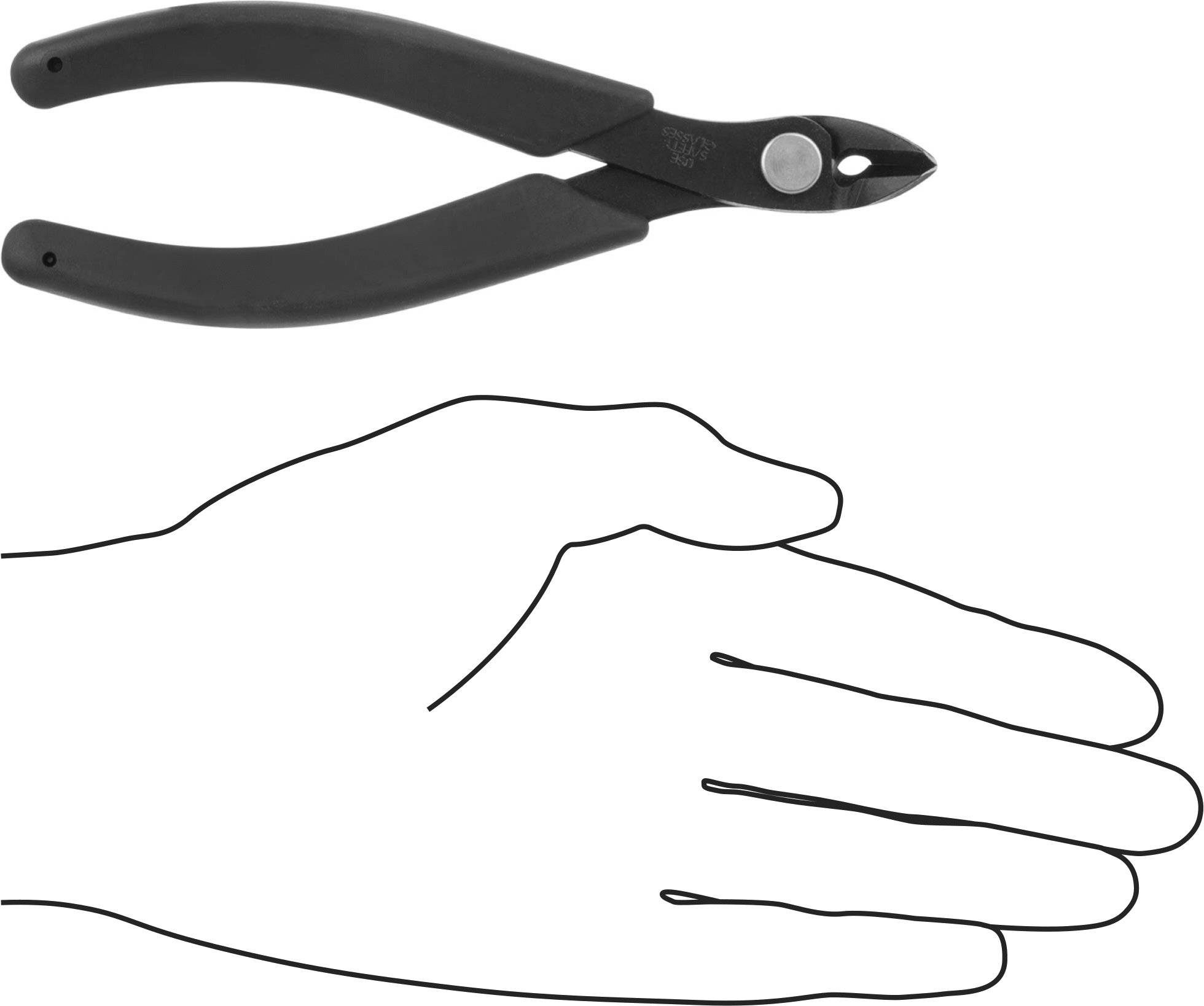 Ekonomik Statik Kontrol Tel Kesiciler, Oval Başlık ve Yastıklı Tutamak, 5-3/4" Toplam Uzunluk