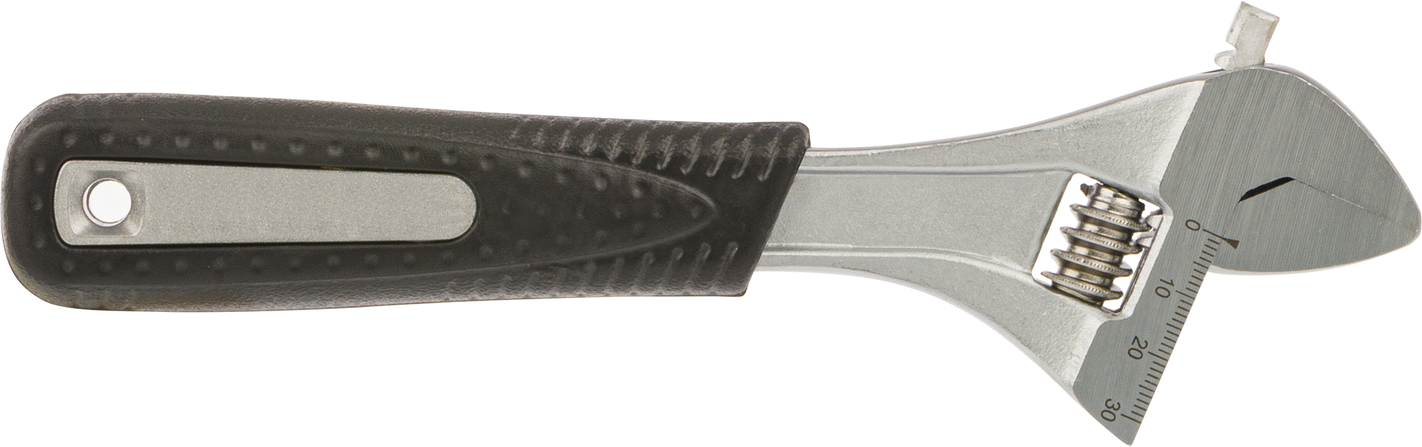 Yastıklı Tutuşlu Ayarlanabilir Anahtar, Krom Kaplama, 8" Toplam Uzunluk, 1-1/8" Maksimum Çene Kapasitesi