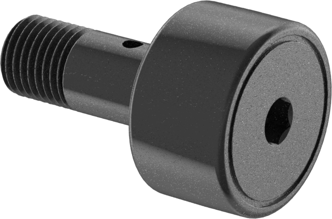 Vidalı Siyah Oksit Çelik Ray Makarası, Taçlı, Conta ile, 7/8" Makara Çapı, 1/2" Makara Genişliği, 3/8" Saplama Çapı