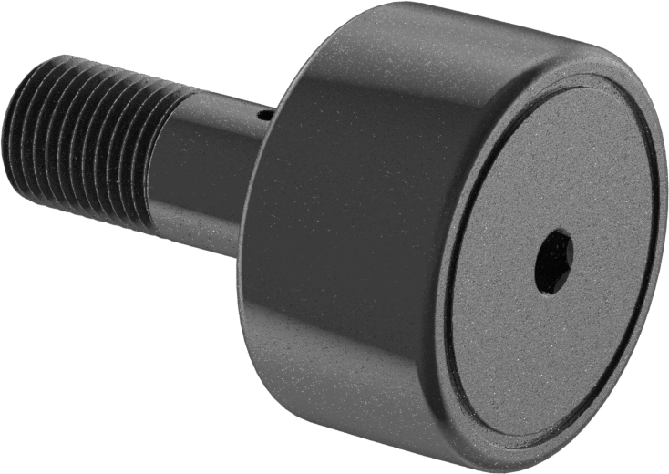 Vidalı Siyah Oksit Çelik Ray Makarası, Taçlı, Conta ile, 1-3/8" Makara Çapı, 3/4 inç Genişlikte Silindir, 1/2" Sap Çapı